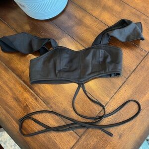 Black Lace Up Crop Top